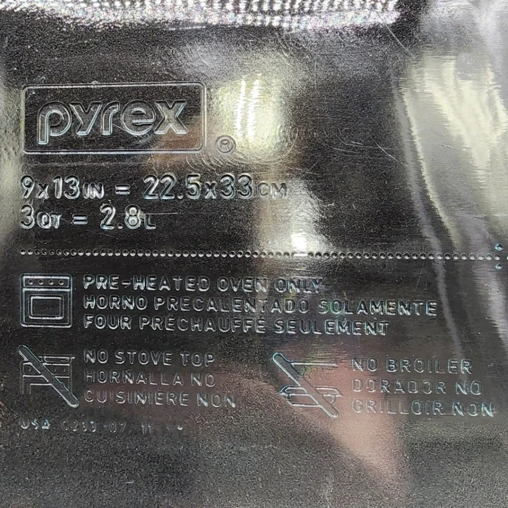 VTG USA Pyrex 3qt 9x13 Clear Blue Tint Glass Rectangular Casserole Baking Dish